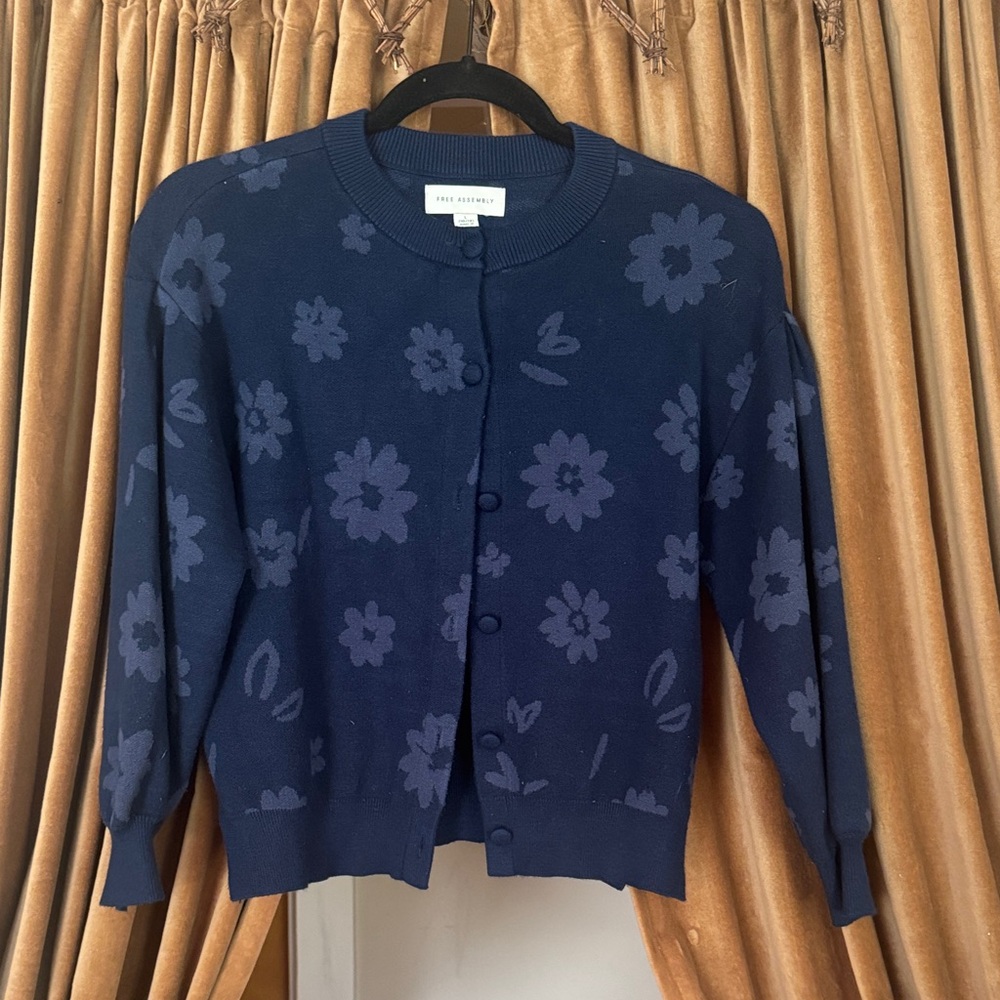 Navy Floral Kids Cardigan Sweater